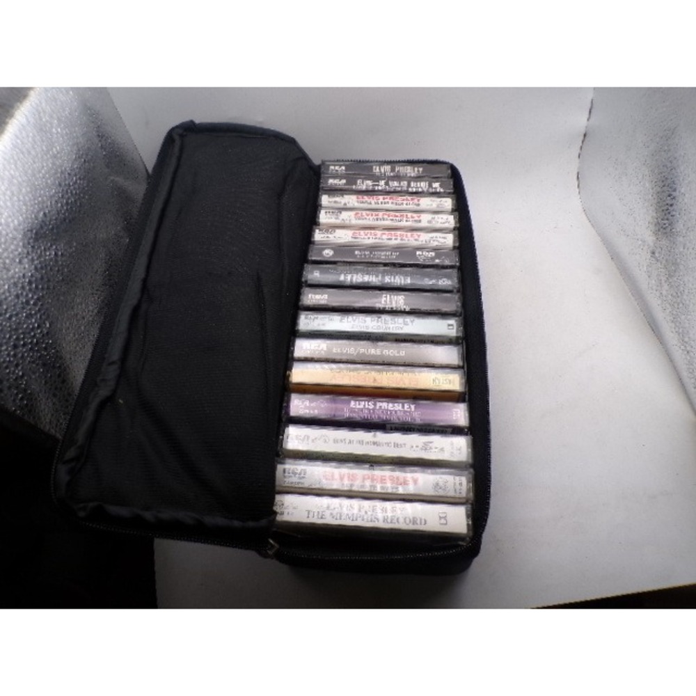 Elvis Presley Cassette Tape Lot of 14 RCA Camden Gospel Country Case Logic Bag